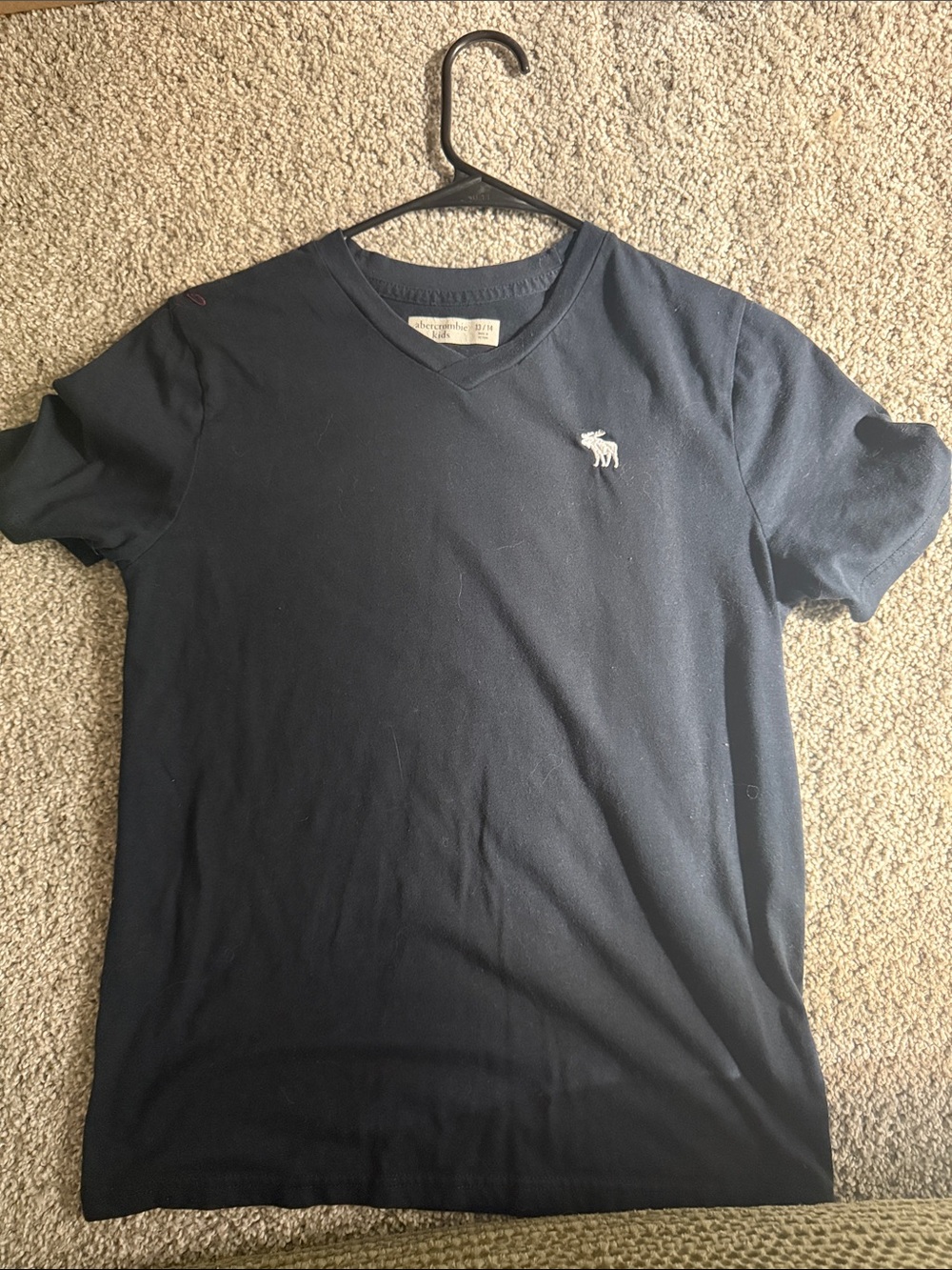 Abercrombie & Fitch black V-Neck Tee with White Moose Logo